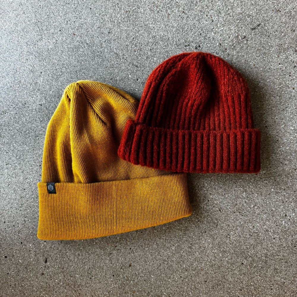 Yellow and Orange Knit Fisherman Beanies